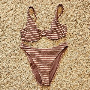 Abercrombie & Fitch - Striped Brown and Cream Bikini Set